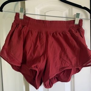 Lulu Lemon Dark Red Hotty Hot Short 2.5 inseam, size 6